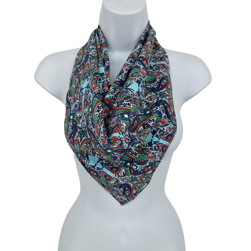 Coolibar Scarf Bandana Blue Paisley UPF 50+ Sun Protection Square Lightweight